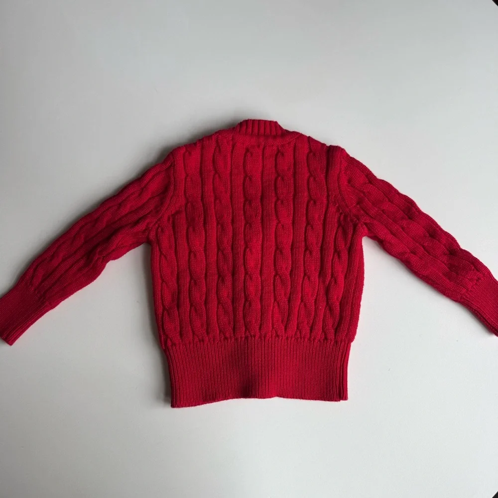 Ralph Lauren Baby Cable Knit Cardigan Sweater Red 18-24 Months 100% Cotton